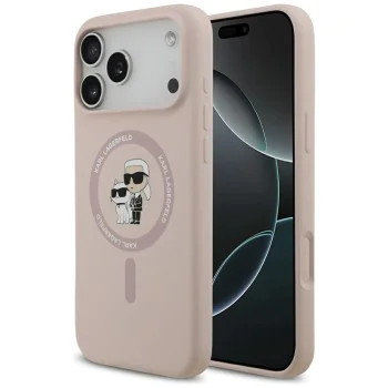 Калъф за iPhone 17 Pro Max - Karl Lagerfeld - Силиконов пръстен MagSafe (KLHMP17XSCMKCRHP) - Розов