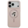 Калъф за iPhone 17 Pro Max - Karl Lagerfeld - Силиконов пръстен MagSafe (KLHMP17XSCMKCRHP) - Розов
