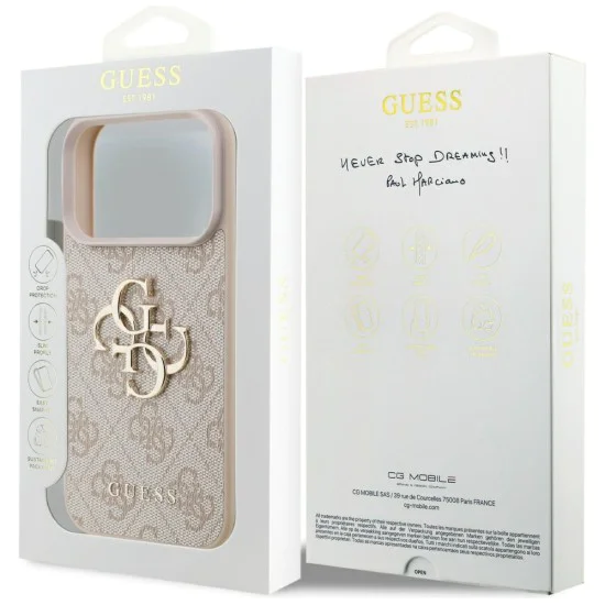 Калъф за iPhone 17 Pro Max - Guess - Hardcase 4G Big Logo (GUHCP17X4GMGPI) - Розов