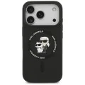 Калъф за iPhone 17 Pro - Karl Lagerfeld - Силиконов пръстен MagSafe (KLHMP17LSCMKCRHK) - Черен