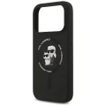 Калъф за iPhone 17 Pro - Karl Lagerfeld - Силиконов пръстен MagSafe (KLHMP17LSCMKCRHK) - Черен