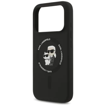 Калъф за iPhone 17 Pro - Karl Lagerfeld - Силиконов пръстен MagSafe (KLHMP17LSCMKCRHK) - Черен