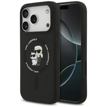 Калъф за iPhone 17 Pro - Karl Lagerfeld - Силиконов пръстен MagSafe (KLHMP17LSCMKCRHK) - Черен
