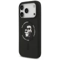 Калъф за iPhone 17 Pro - Karl Lagerfeld - Силиконов пръстен MagSafe (KLHMP17LSCMKCRHK) - Черен
