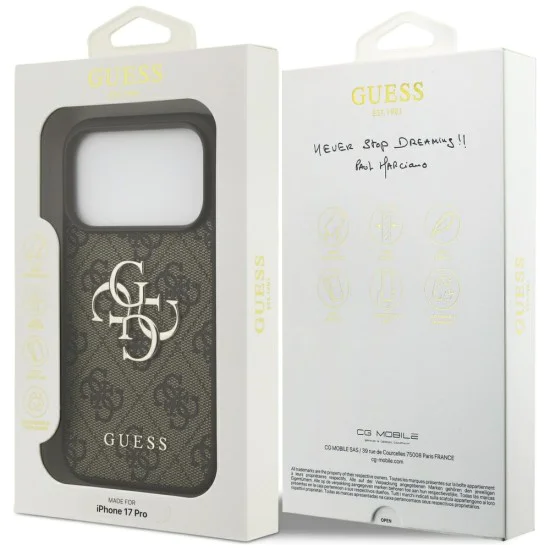 Калъф за iPhone 17 Pro Max - Guess - Hardcase 4G Big Logo (GUHCP17X4GMGBR) - Кафяв