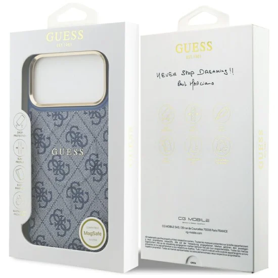 Калъф за iPhone 17 Pro Max - Guess - Hardcase 4G Classic MagSafe (GUHMP17XP4MSEGCB) - Син
