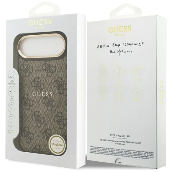 Калъф за iPhone 17 Air - Guess - Hardcase 4G Classic MagSafe (GUHMP17MP4MSEGCW) - Кафяв