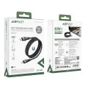 Acefast - Кабел за данни (C11-03) - Магнитно навиване, Бързо зареждане, Type-C към Type-C, 60W, 3A, Регулируема дължина, 1.2 м - Черен