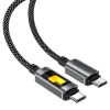 Acefast - Кабел за данни (C21-03) - Бързо зареждане, Type-C към Type-C, 60W, 3A, Цветен градиентен светлинен ефект, 1.2 м - Черен