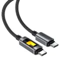 Acefast - Кабел за данни (C21-03) - Бързо зареждане, Type-C към Type-C, 60W, 3A, Цветен градиентен светлинен ефект, 1.2 м - Черен