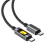 Acefast - Кабел за данни (C21-03) - Бързо зареждане, Type-C към Type-C, 60W, 3A, Цветен градиентен светлинен ефект, 1.2 м - Черен