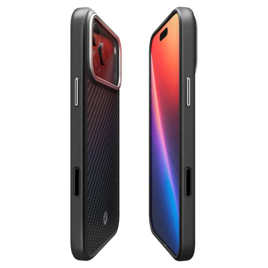 Калъф за iPhone 17 Pro Max - Spigen - Enzo Aramid T MagSafe - Сребрист / Черен