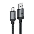 Acefast - Кабел за данни (C20-04) - USB към Type-C, 3A, Бързо зареждане, Устойчив на огъване, Найлонова оплетка, 1.2 м - Черен