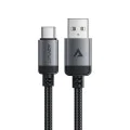 Acefast - Кабел за данни (C20-04) - USB към Type-C, 3A, Бързо зареждане, Устойчив на огъване, Найлонова оплетка, 1.2 м - Черен