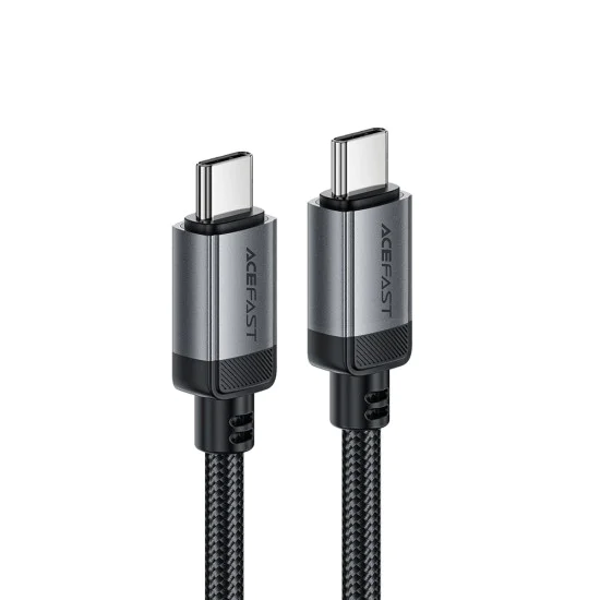 Acefast - Кабел за данни (C20-03) - USB-C към Type-C, 60W, 3A, Бързо зареждане, Устойчив на огъване, Найлонова оплетка, 1.2 м - Черен