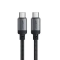 Acefast - Кабел за данни (C20-03) - USB-C към Type-C, 60W, 3A, Бързо зареждане, Устойчив на огъване, Найлонова оплетка, 1.2 м - Черен