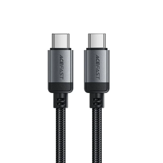 Acefast - Кабел за данни (C20-03) - USB-C към Type-C, 60W, 3A, Бързо зареждане, Устойчив на огъване, Найлонова оплетка, 1.2 м - Черен