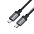 Acefast - Кабел за данни (C20-03) - USB-C към Type-C, 60W, 3A, Бързо зареждане, Устойчив на огъване, Найлонова оплетка, 1.2 м - Черен