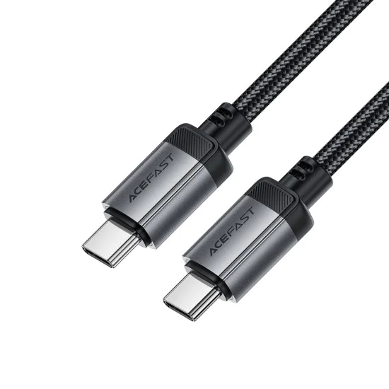 Acefast - Кабел за данни (C20-03) - USB-C към Type-C, 60W, 3A, Бързо зареждане, Устойчив на огъване, Найлонова оплетка, 1.2 м - Черен
