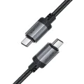 Acefast - Кабел за данни (C20-03) - USB-C към Type-C, 60W, 3A, Бързо зареждане, Устойчив на огъване, Найлонова оплетка, 1.2 м - Черен