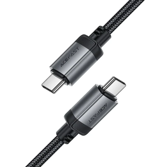 Acefast - Кабел за данни (C20-03) - USB-C към Type-C, 60W, 3A, Бързо зареждане, Устойчив на огъване, Найлонова оплетка, 1.2 м - Черен