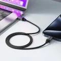 Acefast - Кабел за данни (C20-03) - USB-C към Type-C, 60W, 3A, Бързо зареждане, Устойчив на огъване, Найлонова оплетка, 1.2 м - Черен