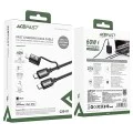 Acefast - Кабел за данни (C20-01) - USB-C към Type-C, Lightning, 60W, бързо зареждане, устойчив на огъване, MFi сертифициран, 1.2 м - Черен