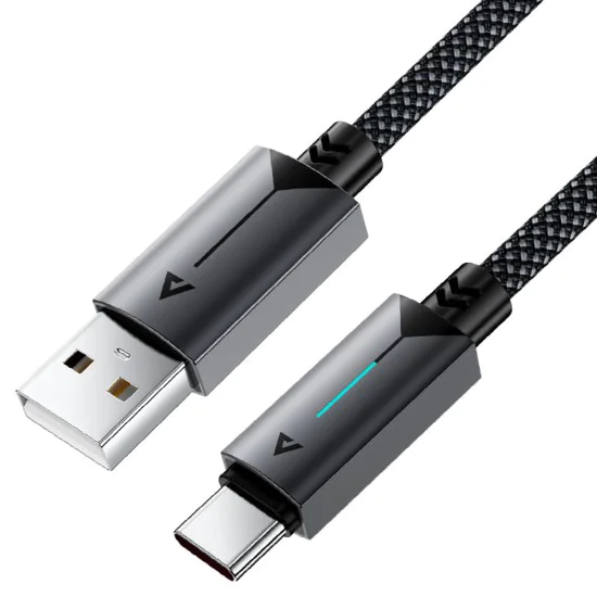 Acefast - Кабел за данни (C19-04) - USB към Type-C, бързо зареждане, 3A, устойчив на огъване, найлонова оплетка, 1.2 м - черен