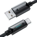 Acefast - Кабел за данни (C19-04) - USB към Type-C, бързо зареждане, 3A, устойчив на огъване, найлонова оплетка, 1.2 м - черен