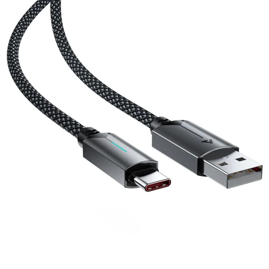 Acefast - Кабел за данни (C19-04) - USB към Type-C, бързо зареждане, 3A, устойчив на огъване, найлонова оплетка, 1.2 м - черен