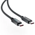 Acefast - Кабел за данни (C19-03) - Type-C към Type-C, бързо зареждане, 60W, 3A, устойчив на огъване, найлонова оплетка, 1.2 м - черен