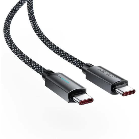 Acefast - Кабел за данни (C19-03) - Type-C към Type-C, бързо зареждане, 60W, 3A, устойчив на огъване, найлонова оплетка, 1.2 м - черен