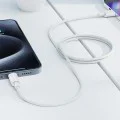 Acefast - Кабел за данни (C18-04) - USB към Type-C, бързо зареждане, 3A, устойчив на огъване, найлонова оплетка, 1.2 м - бял