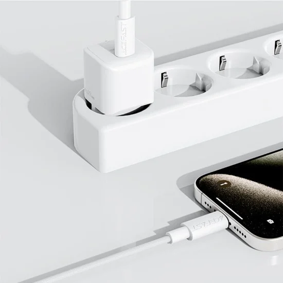 Acefast - Кабел за данни (C18-03) - Type-C към Type-C, бързо зареждане, 60W, 3A, устойчив на огъване, найлонова оплетка, 1.2 м - бял