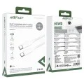 Acefast - Кабел за данни (C18-03) - Type-C към Type-C, бързо зареждане, 60W, 3A, устойчив на огъване, найлонова оплетка, 1.2 м - бял