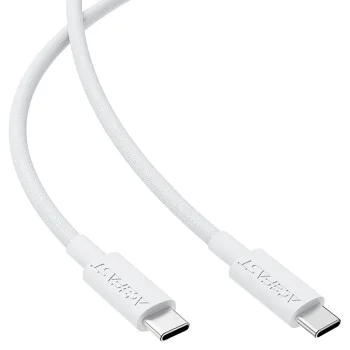 Acefast - Кабел за данни (C18-03) - Type-C към Type-C, бързо зареждане, 60W, 3A, устойчив на огъване, найлонова оплетка, 1.2 м - бял