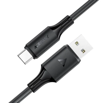 Acefast - Кабел за данни (C17-04) - USB към Type-C, бързо зареждане, 3A, устойчив на огъване, мек силикон, 1.2 м - черен