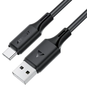 Acefast - Кабел за данни (C17-04) - USB към Type-C, бързо зареждане, 3A, устойчив на огъване, мек силикон, 1.2 м - черен