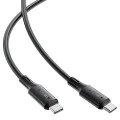 Acefast - Кабел за данни (C17-03) - Type-C към Type-C, бързо зареждане, 60W, 3A, устойчив на огъване, мек силикон, 1.2 м - черен