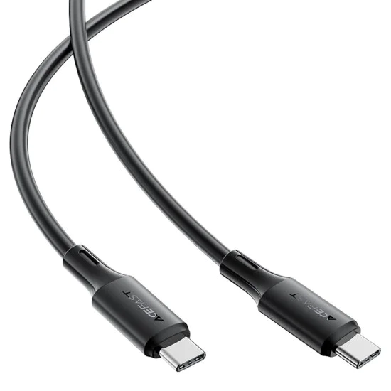 Acefast - Кабел за данни (C17-03) - Type-C към Type-C, бързо зареждане, 60W, 3A, устойчив на огъване, мек силикон, 1.2 м - черен