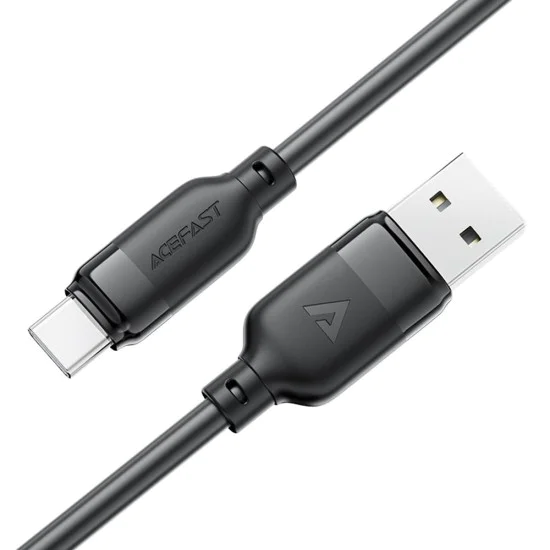 Acefast - Кабел за данни (C16-04) - Бързо зареждане, USB към Type-C, 3A, Устойчив на огъване, 1.2 м - Черен