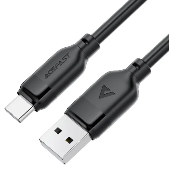 Acefast - Кабел за данни (C16-04) - Бързо зареждане, USB към Type-C, 3A, Устойчив на огъване, 1.2 м - Черен