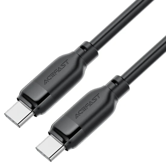 Acefast - Кабел за данни (C16-03) - Бързо зареждане, Type-C към Type-C, 60W, 3A, Устойчив на огъване, 1.2 м - Черен