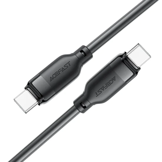 Acefast - Кабел за данни (C16-03) - Бързо зареждане, Type-C към Type-C, 60W, 3A, Устойчив на огъване, 1.2 м - Черен