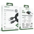 Acefast - Кабел за данни (C14-04) - Бързо зареждане, USB към Type-C, Пружинен дизайн, 3A, Устойчив на огъване, 1.2 м - Черен