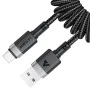 Acefast - Кабел за данни (C14-04) - Бързо зареждане, USB към Type-C, Пружинен дизайн, 3A, Устойчив на огъване, 1.2 м - Черен