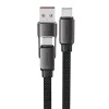 Acefast - Кабел за данни (C13-04) - Бързо зареждане, Type-C към USB, Type-C, 60W, 3A, Устойчив на огъване, Цинкова сплав, 1.2 м - Черен