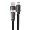 Acefast - Кабел за данни (C13-04) - Бързо зареждане, Type-C към USB, Type-C, 60W, 3A, Устойчив на огъване, Цинкова сплав, 1.2 м - Черен