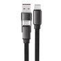 Acefast - Кабел за данни (C13-04) - Бързо зареждане, Type-C към USB, Type-C, 60W, 3A, Устойчив на огъване, Цинкова сплав, 1.2 м - Черен