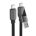 Acefast - Кабел за данни (C13-04) - Бързо зареждане, Type-C към USB, Type-C, 60W, 3A, Устойчив на огъване, Цинкова сплав, 1.2 м - Черен